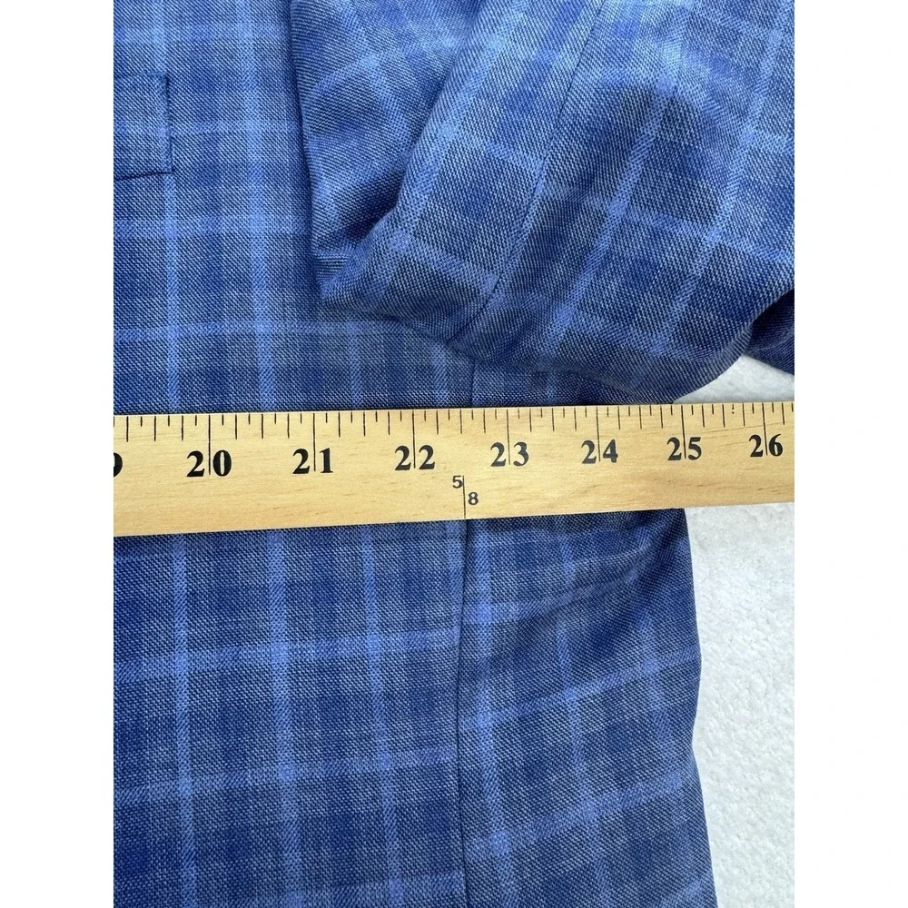 Ralph Lauren Blazer Men 50R Blue Plaid Wool Blend 2 Button Notched Dual Vented